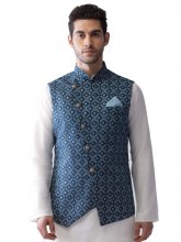 Blue-Mens-Printed-Cotton-Nehru-Jacket-Waistcoat-1