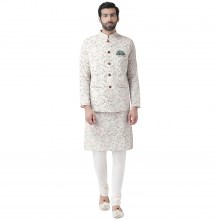 Mens-Kurta-Printed-Nehru-Jacket-Pajama-Dhoti-Set-1