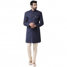 Mens-Printed-Sherwani-Pajama-Dhoti-Set-Azure-1